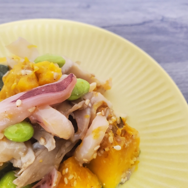 かぼちゃと舞茸のいか糀和え